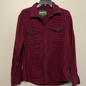 American Eagle Y2K Mens Medium Red and Blue Checkered Button Down Shirt